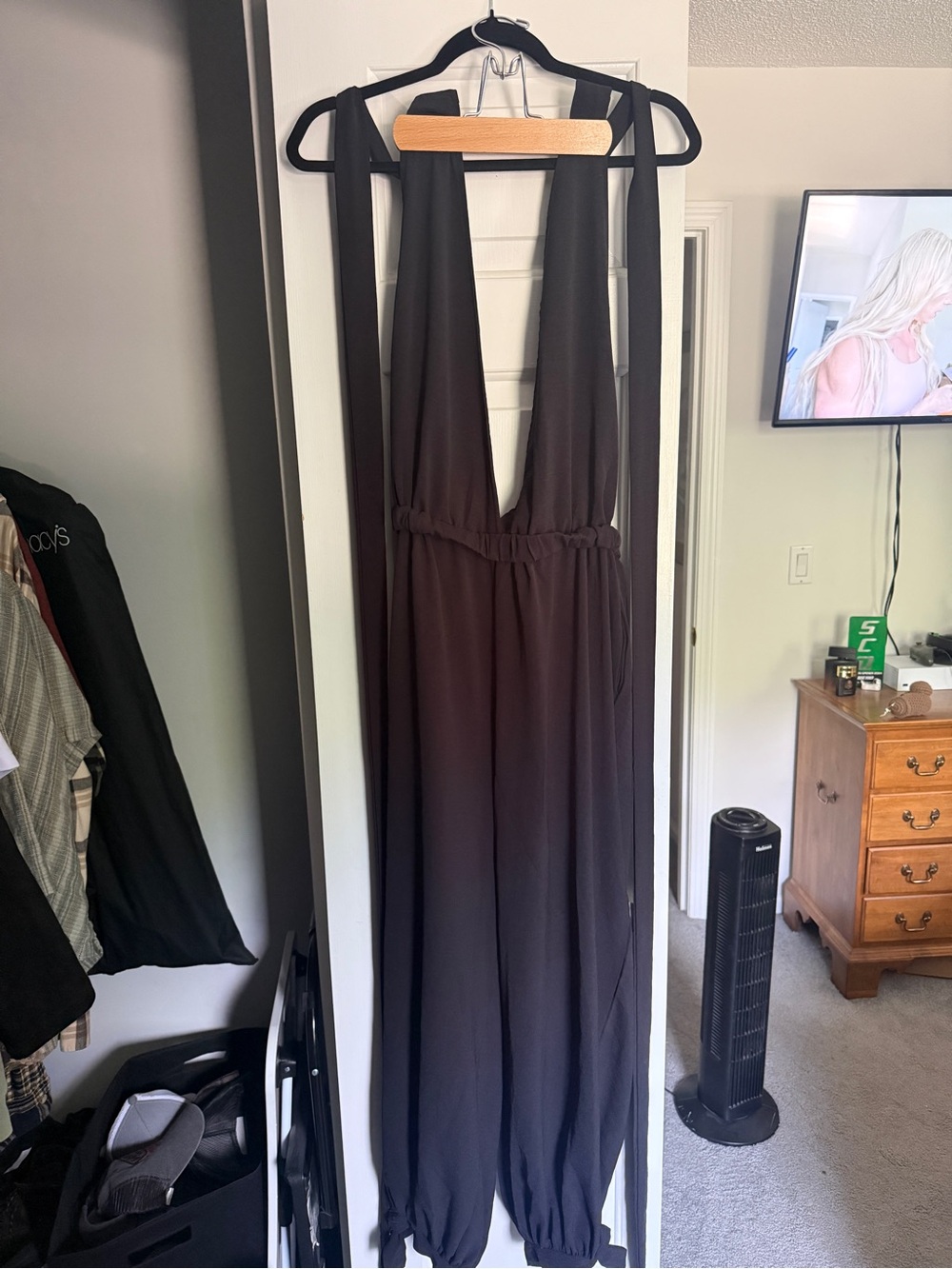 Kids Deep V Black One-Piece Jumpsuit